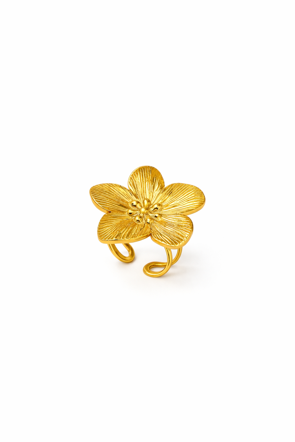 Elegant Floral Gold Adjustable Ring