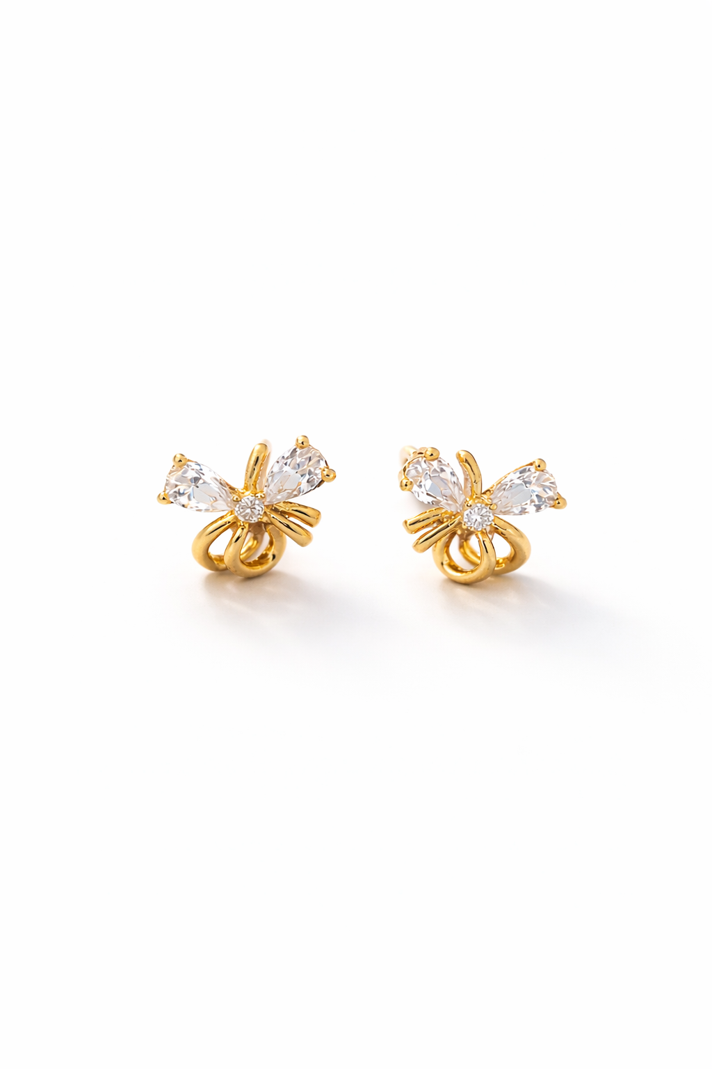 Elegant Bow Crystal Stud Earrings