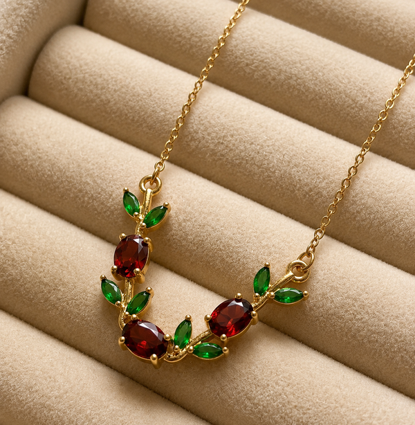 Red green tulip necklace
