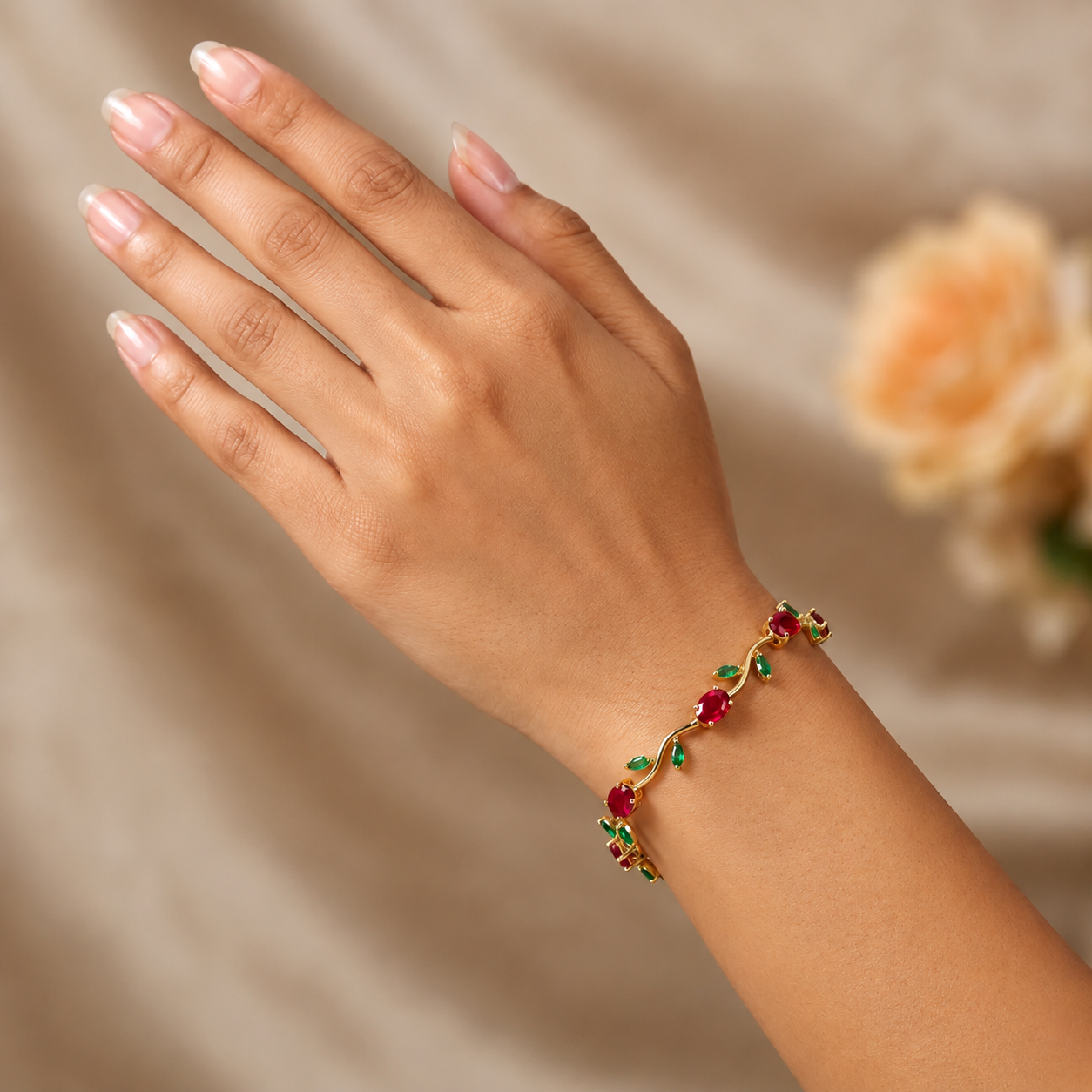 Red and Green Tulip Bracelet