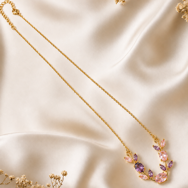 Multicolor Crystal Floral Tulip Necklace
