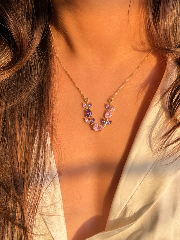 Multicolor Crystal Floral Tulip Necklace