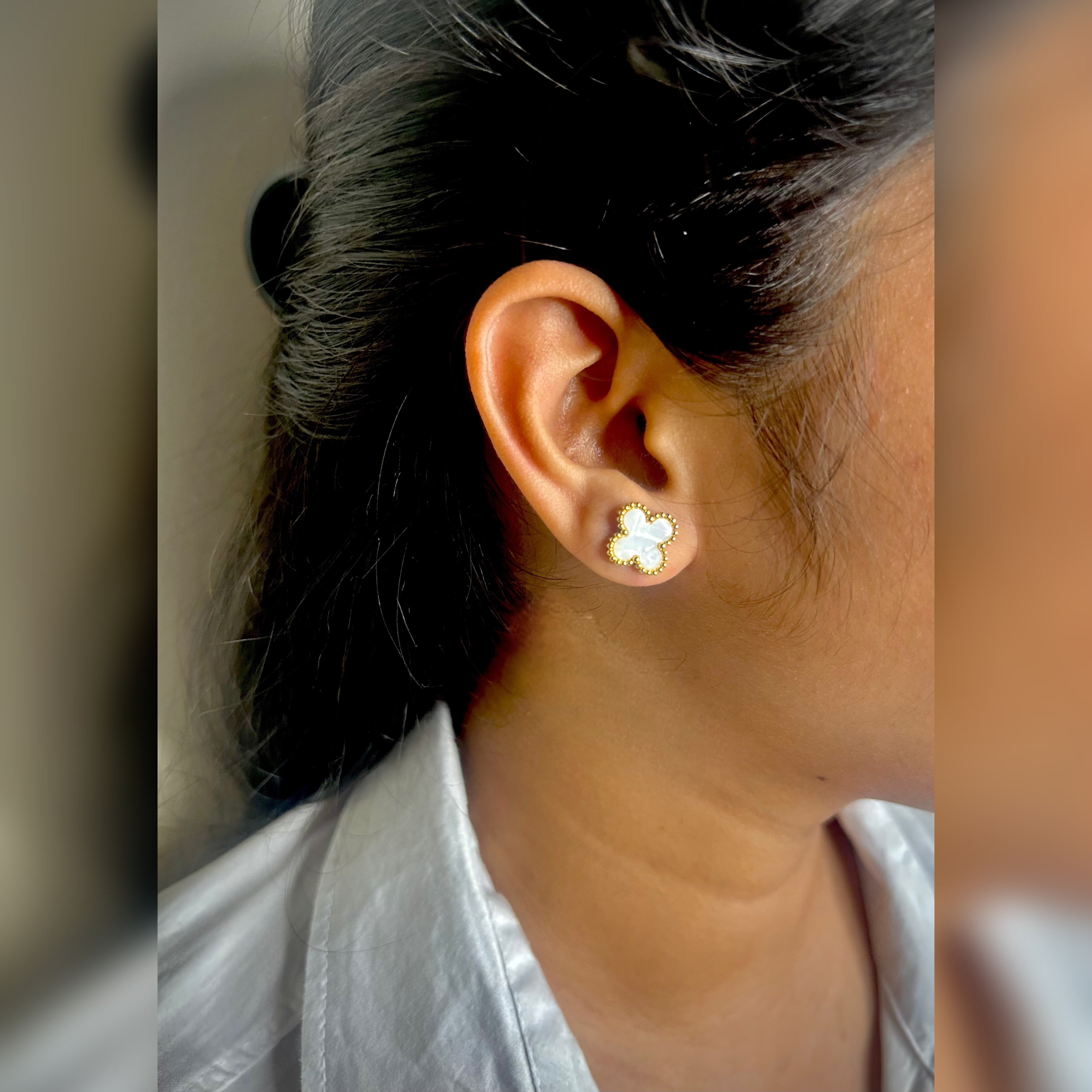 Obsidian Clover Luxury Studs Earrings