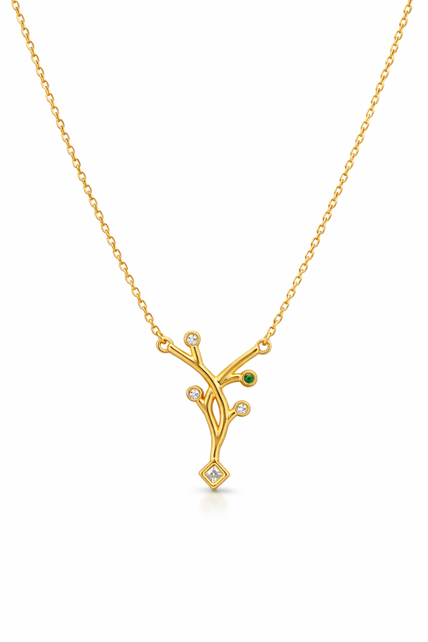 Elegant Branch Necklace with Multicolor Stone