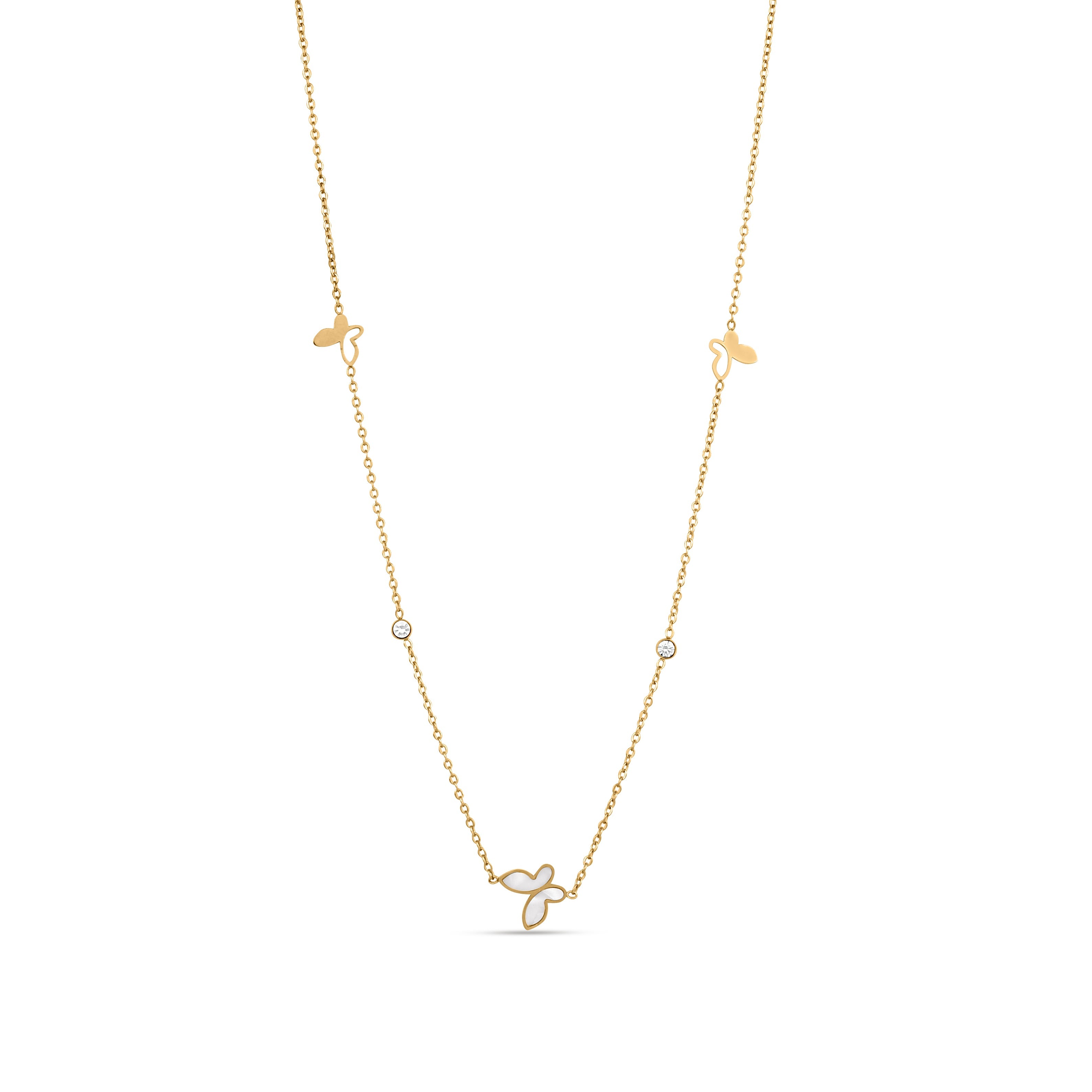 Butterfly Charm Necklace With Stones
