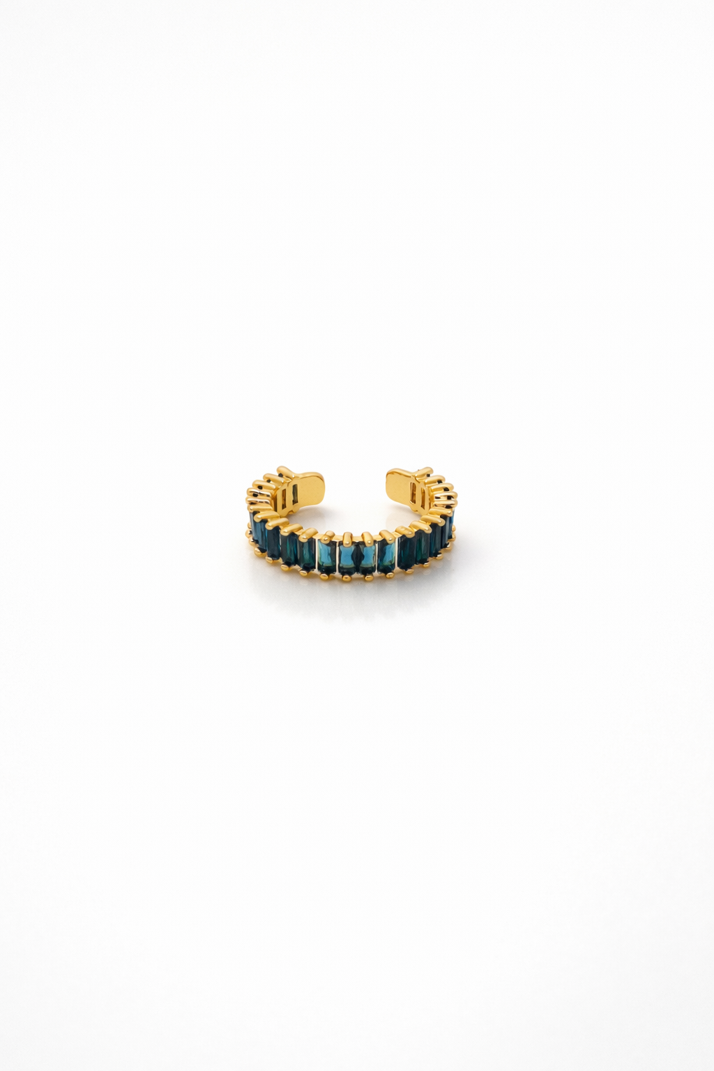 Royal Blue Baguette Adjustable Gold Ring