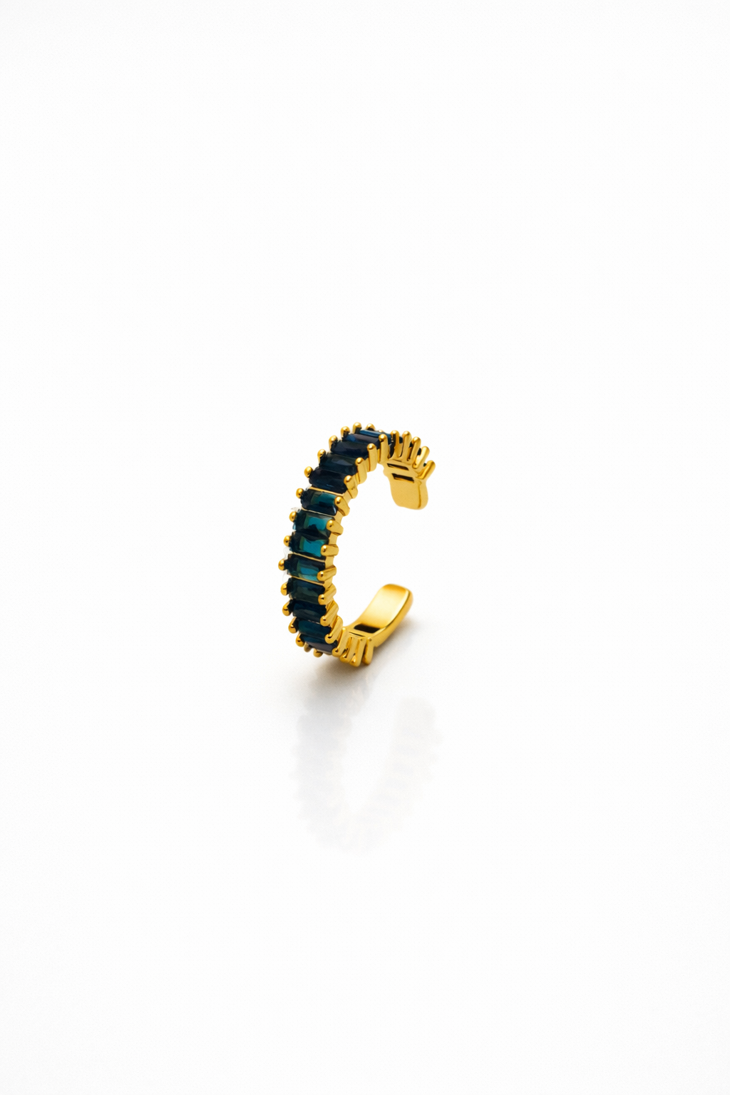 Royal Blue Baguette Adjustable Gold Ring