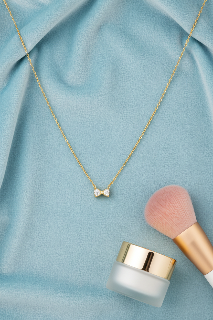 Golden Bow Sparkle Necklace
