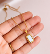 Classic White Rectangle Pendant Necklace