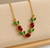 Red green tulip necklace
