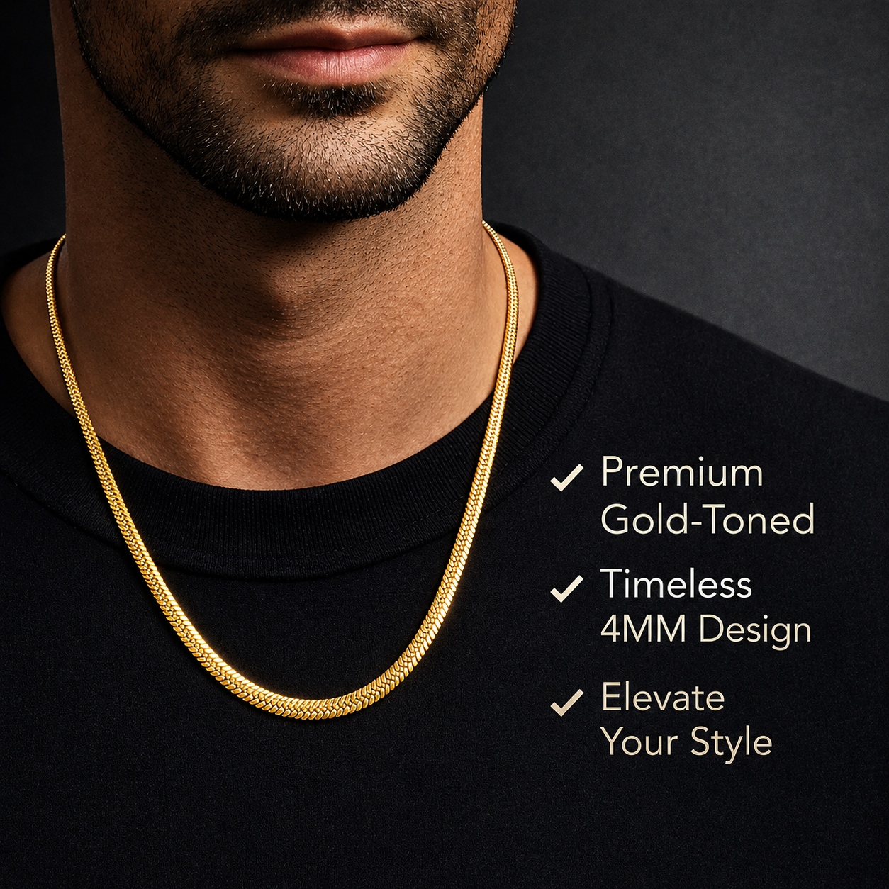 Gold Plated Snake Chain For Men (21.5 Inch)