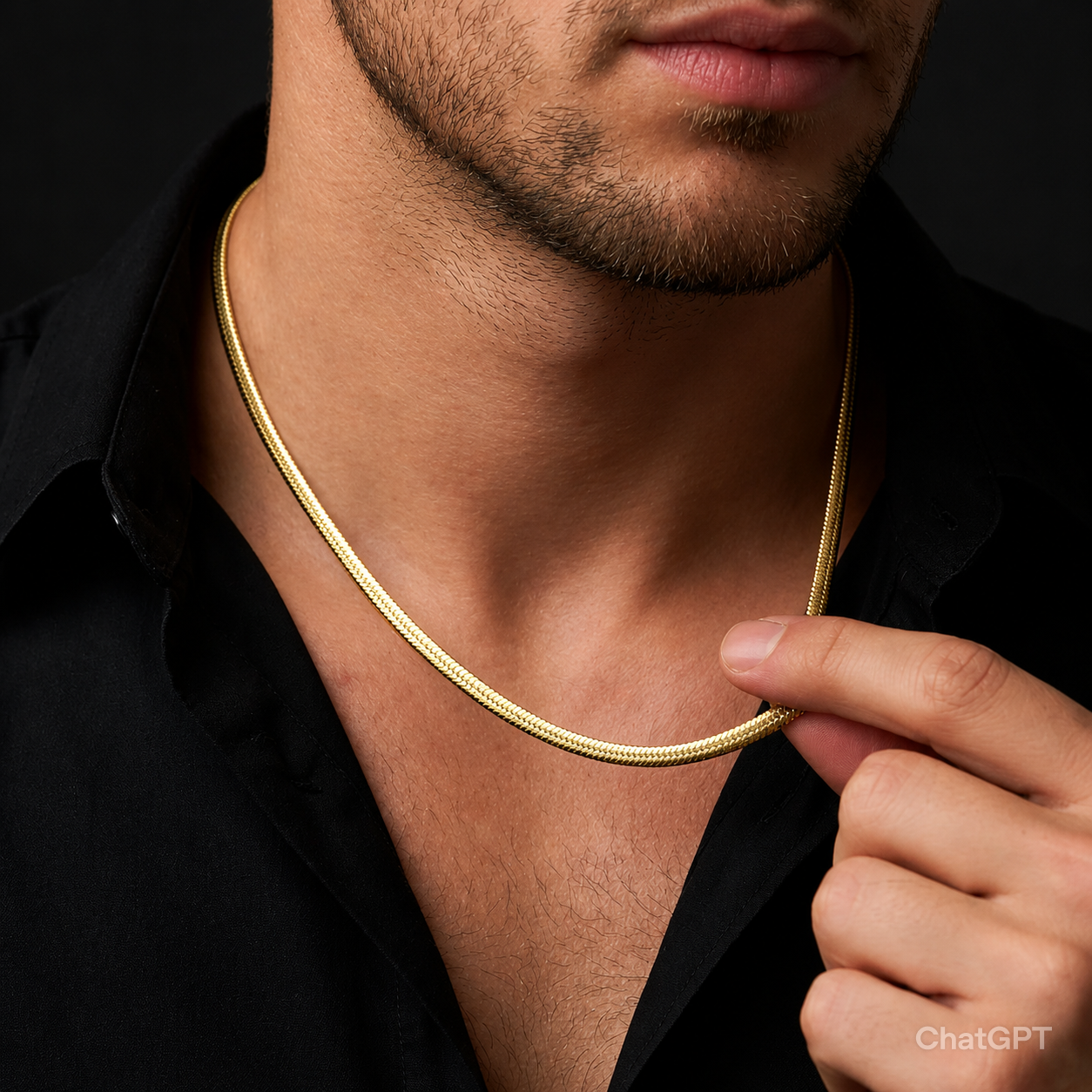 Gold Plated Snake Chain For Men (21.5 Inch)