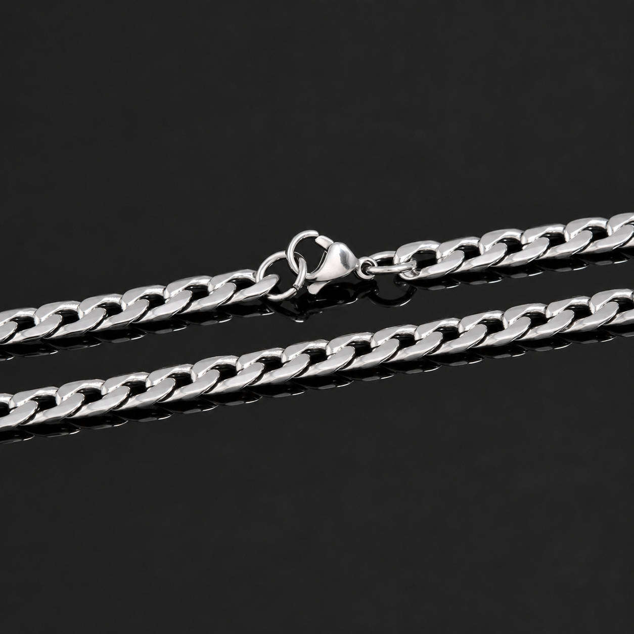 Silver Stainless Steel Curb Chain For Men (21.5 Inch)
