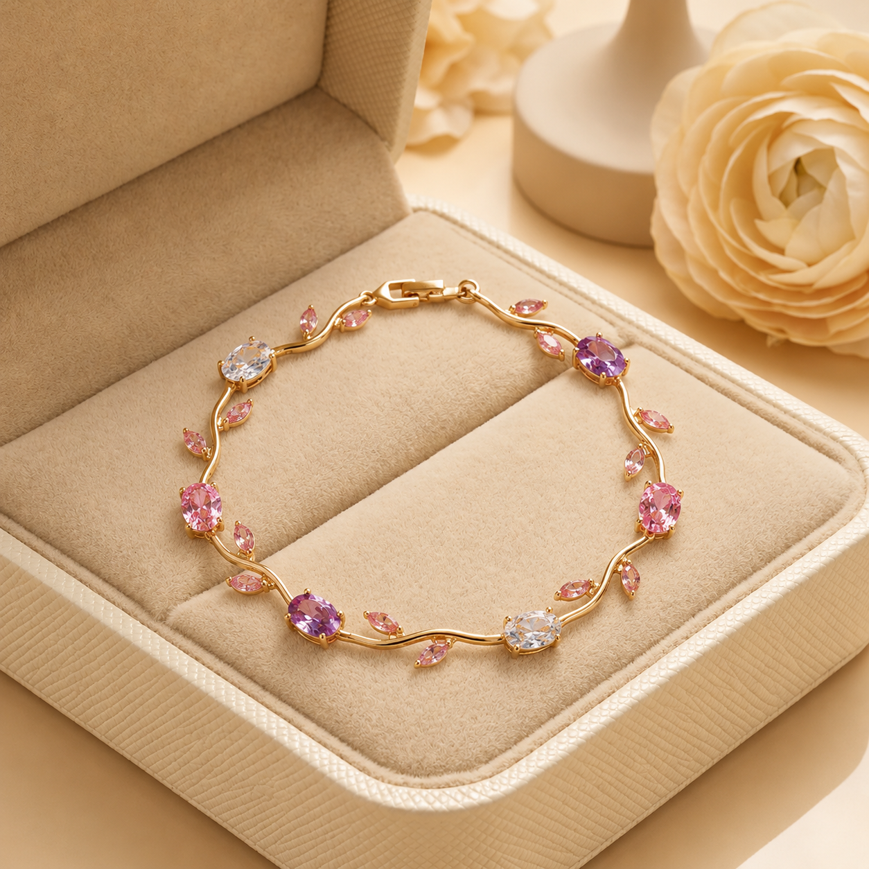 Multicolor Silver Princess Aura Tulip Bracelet