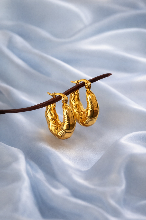 Classic Textured Gold Hoop Earrings