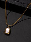 Classic White Rectangle Pendant Necklace