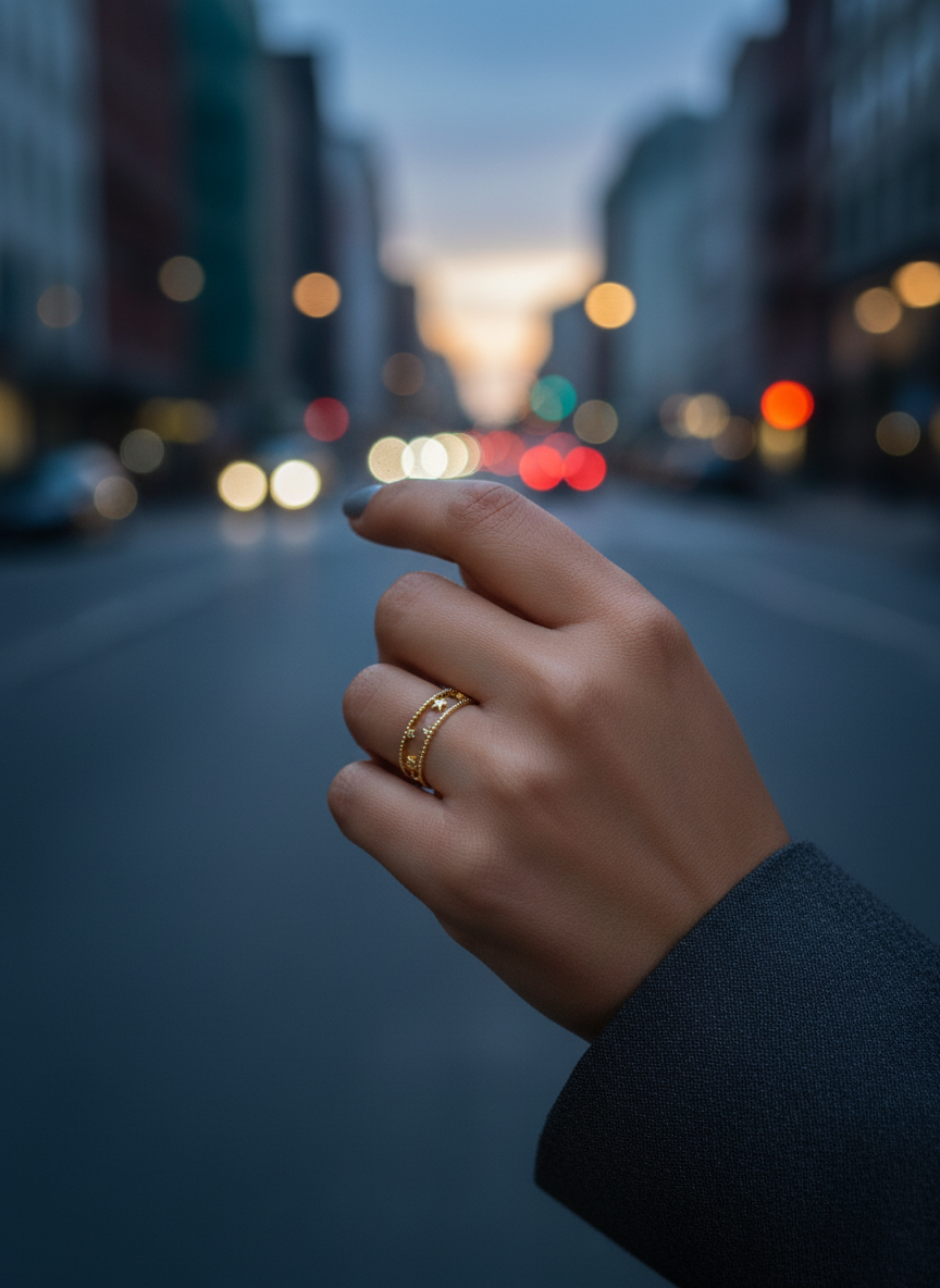 Celestial Star Adjustable Gold Ring