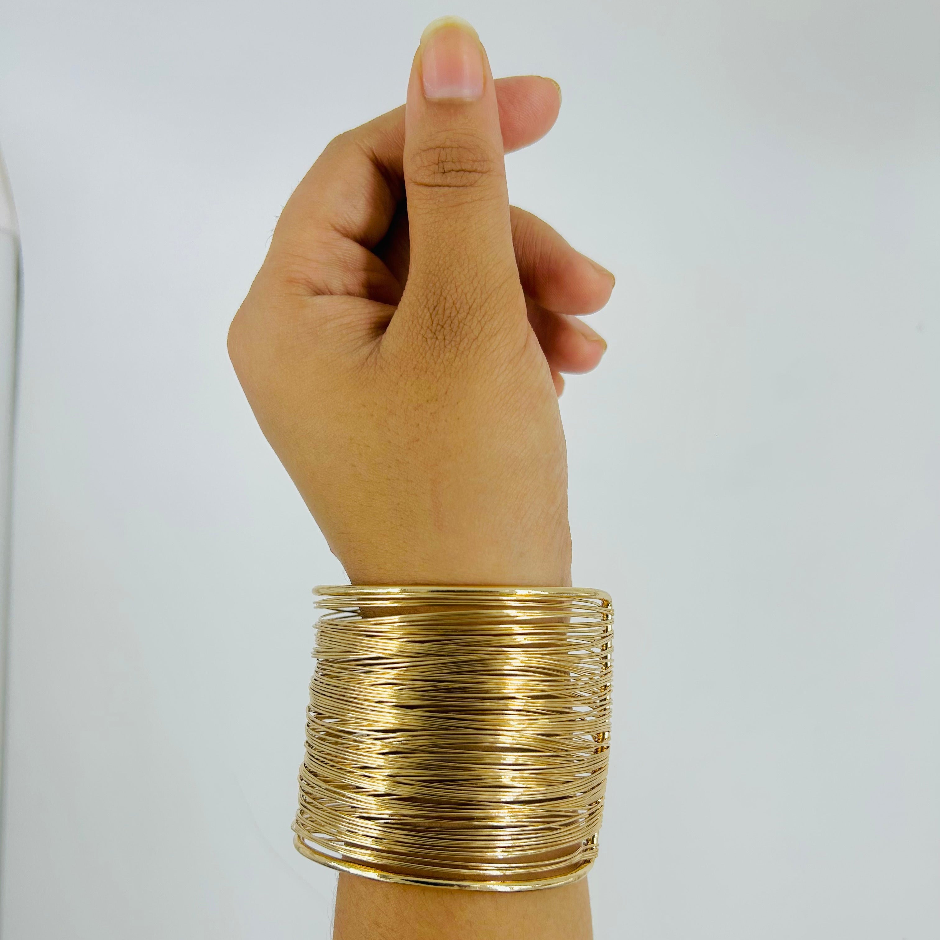 Multi-Wire Gold Cuff Adjustable Bracelet