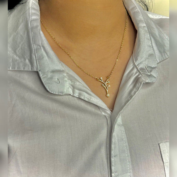 Elegant Branch Necklace with Multicolor Stone