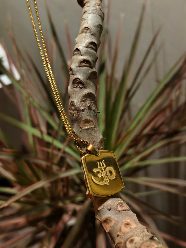Om Trishul Power Gold Plated Pendant Chain Necklace